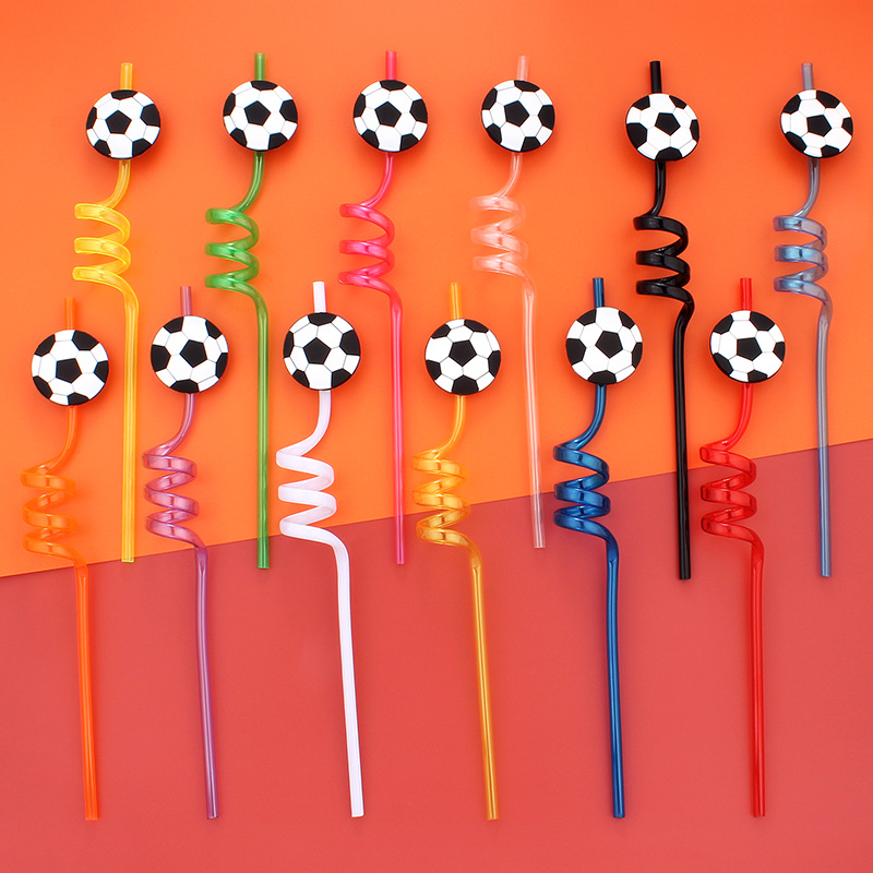 Reusable Straw - 12 Buah Sedotan Bertema Sepak Bola,