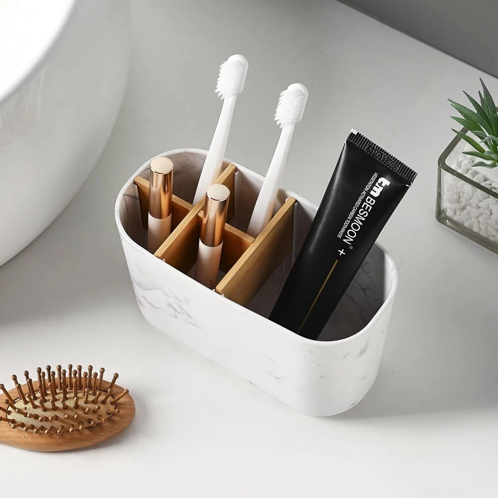 Bamboo Toothbrush - Tempat Sikat Gigi Multi-Slot Plastik, Penyimpanan
